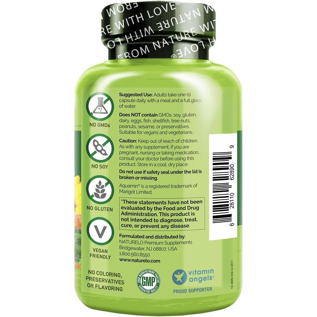 Naturelo one daily multivitamin for men with natural vitamins and fruit extracts, supports energy, immunity, muscle function.