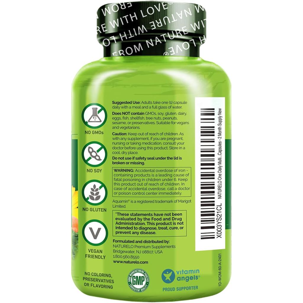 Naturelo One Daily Multivitamin for Women, natural vitamins, supports vitality, immunity, wellness, vegan, fruit extracts