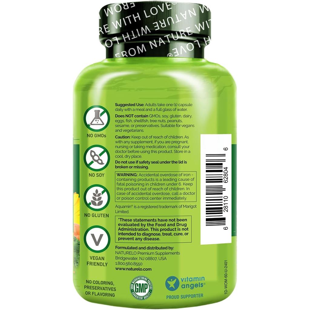 Naturelo One Daily Multivitamin for Women with Natural Vitamins, Fruit Extracts, Vegan, Supports Immunity &amp; Wellness