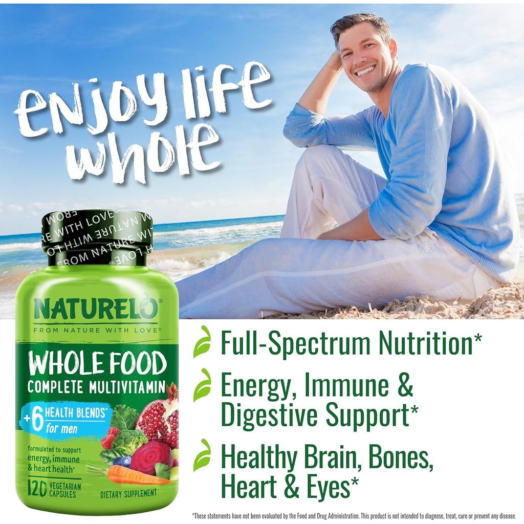 Naturelo Whole Food Multivitamin for Men, natural vitamins, fruit &amp; herbal blends, supports men&#39;s health, image 6.