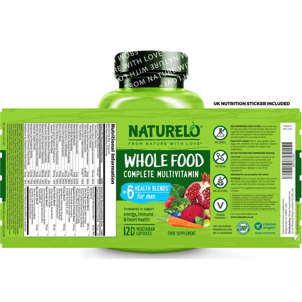 Naturelo whole food multivitamin for men, natural vitamins, fruit &amp; herbal health blends, image 8