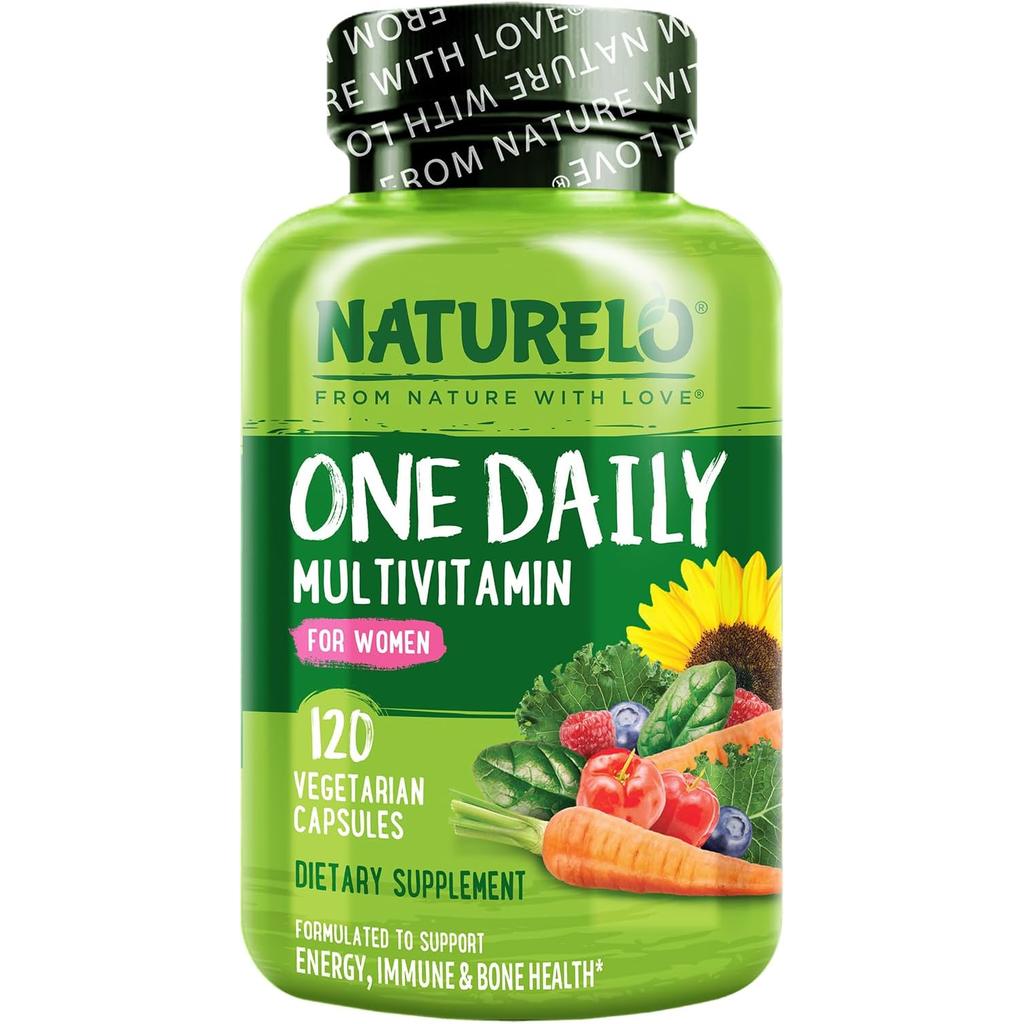 Naturelo One Daily Multivitamin for Women, Natural Vitamins &amp; Fruit Extracts, Supports Immunity &amp; Vitality, Vegan Formula