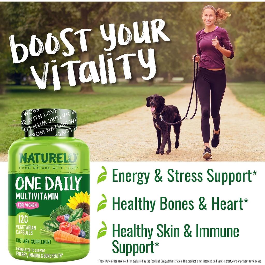 Naturelo One Daily Multivitamin for Women - Supports Immunity &amp; Vitality with Natural Vitamins &amp; Fruit Extracts, Vegan Formul