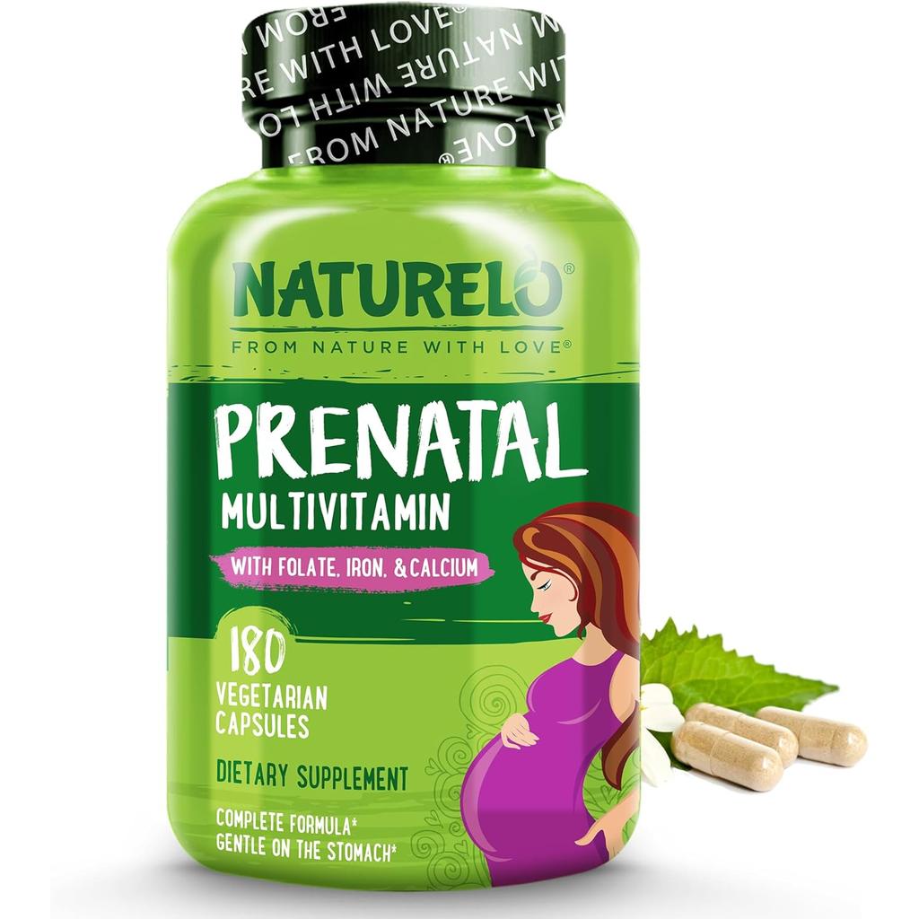 Naturelo Prenatal Whole Food Multivitamin with Natural Folate, Calcium, Iron for Pregnancy Health and Baby Development.
