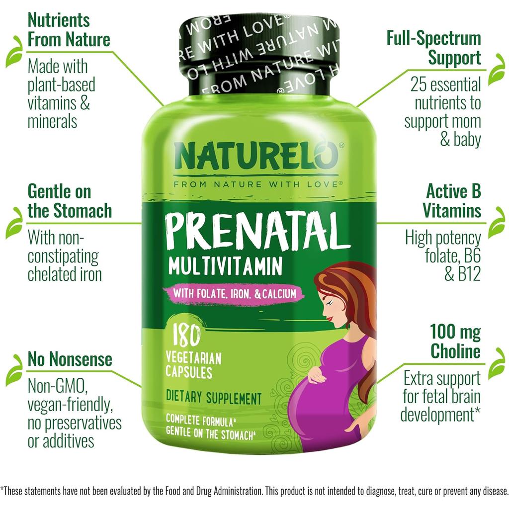 Naturelo Prenatal Multivitamin with Natural Folate, Calcium, Iron for Pregnancy Health, Whole Food Nutrients - Image 4