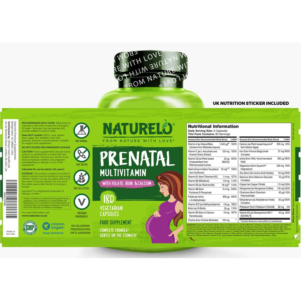 Naturelo Prenatal Whole Food Multivitamin with Natural Folate, Calcium, Iron for Pregnancy Health - Image 8