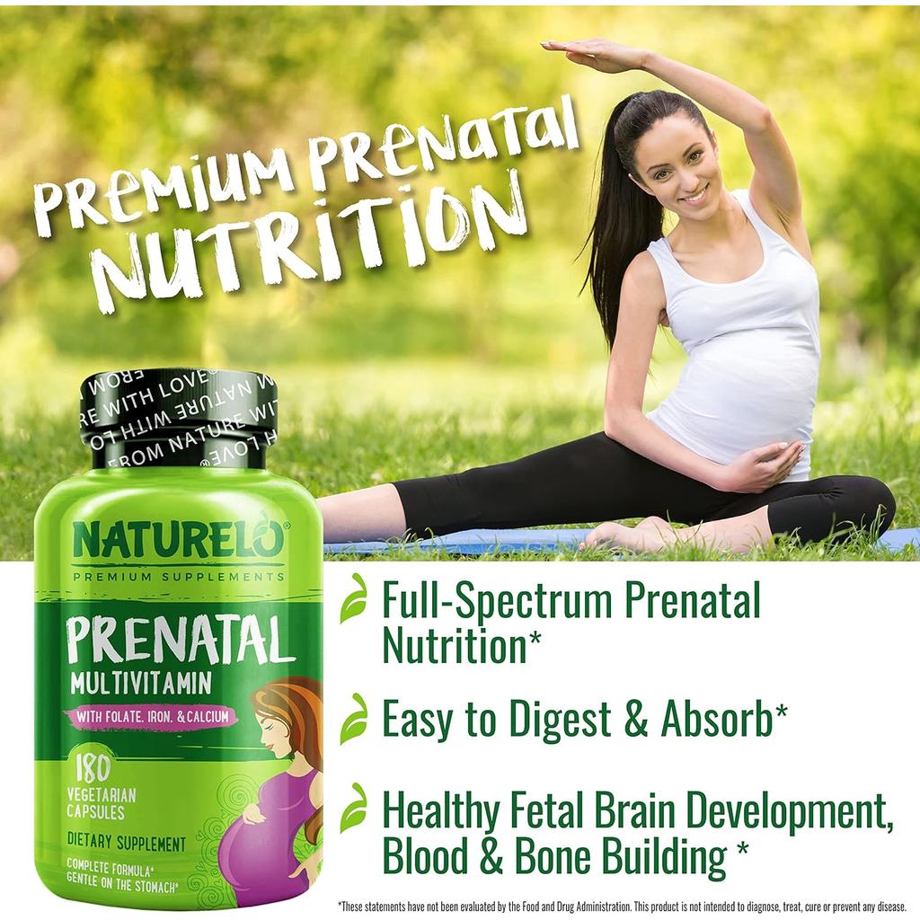 Naturelo Prenatal Whole Food Multivitamin with Natural Folate, Calcium &amp; Iron - Supports Pregnancy Health, Image 9.