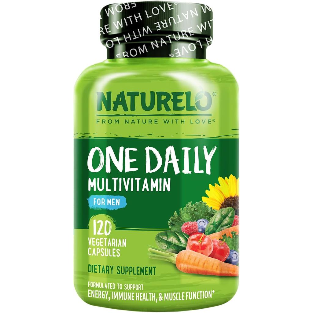 Naturelo One Daily Multivitamin for Men with Natural Vitamins, Fruit Extracts, Energy, Immunity Support, Vegan, GMO-Free