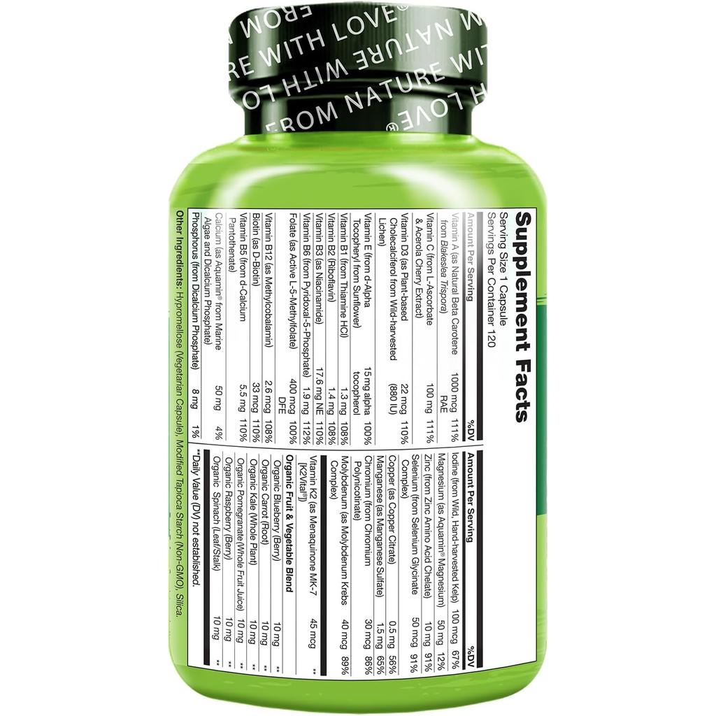 Naturelo One Daily Multivitamin for Men with Natural Vitamins and Fruit Extracts, Supports Energy and Immunity, GMO Free