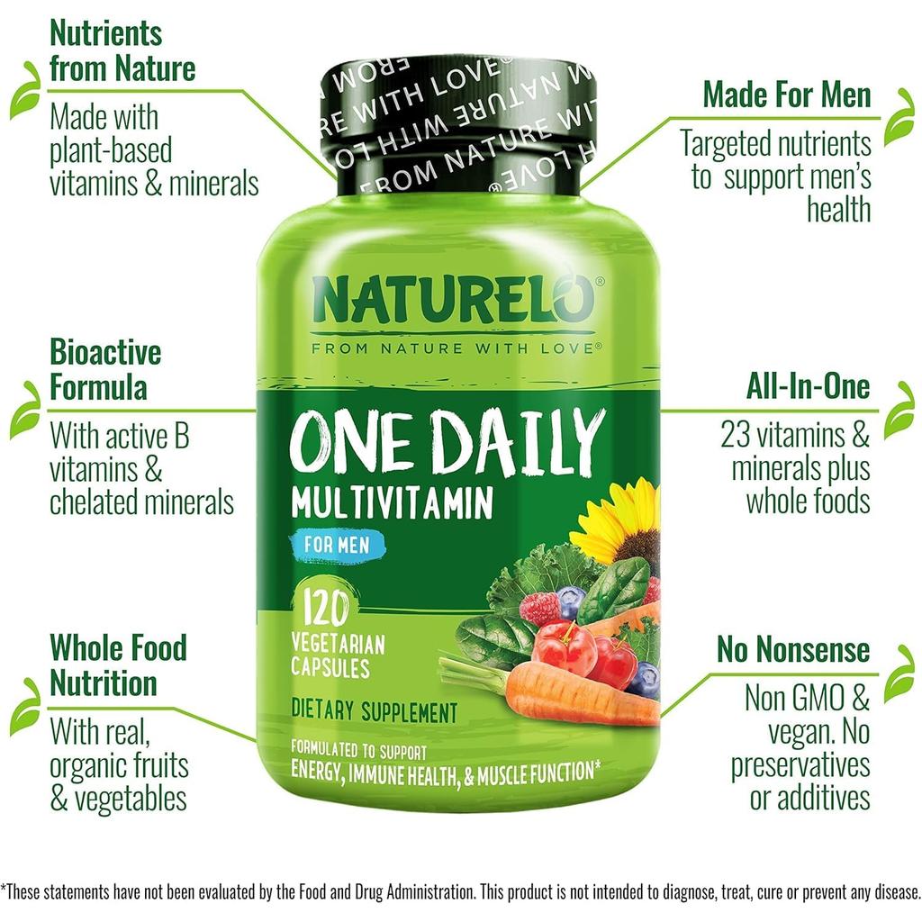 Naturelo One Daily Multivitamin for Men with Natural Vitamins, Fruit Extracts, Vegan, Supports Energy &amp; Immunity, Image 9