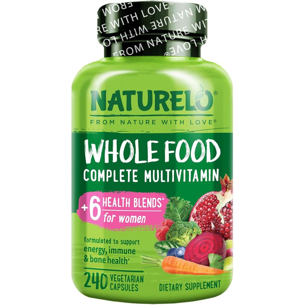 Naturelo whole food multivitamin for women with natural vitamins, fruit, herbal extracts for energy and wellness.