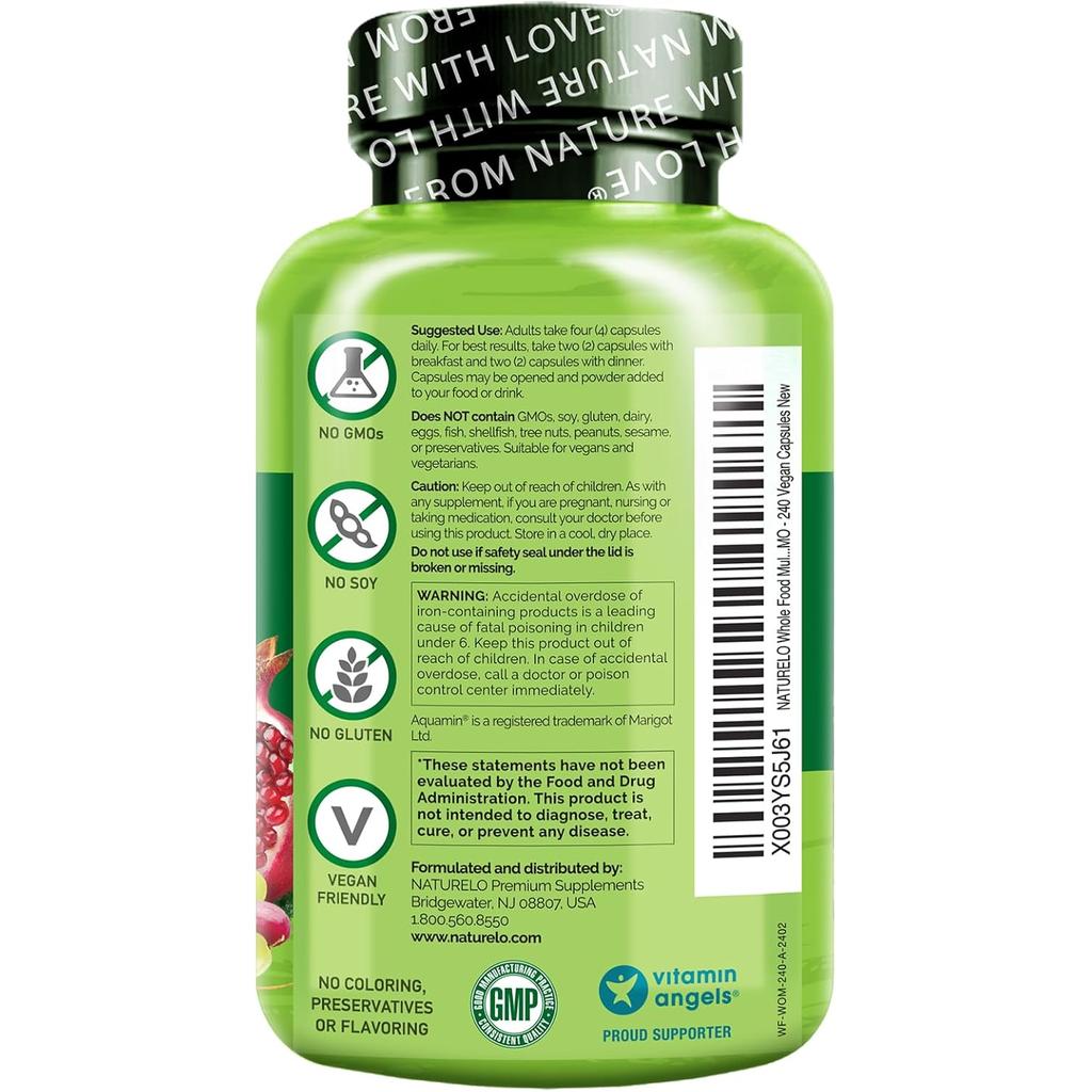 Naturelo whole food multivitamin for women, natural vitamins, fruit &amp; herbal extracts, image 3, women&#39;s health supplement.