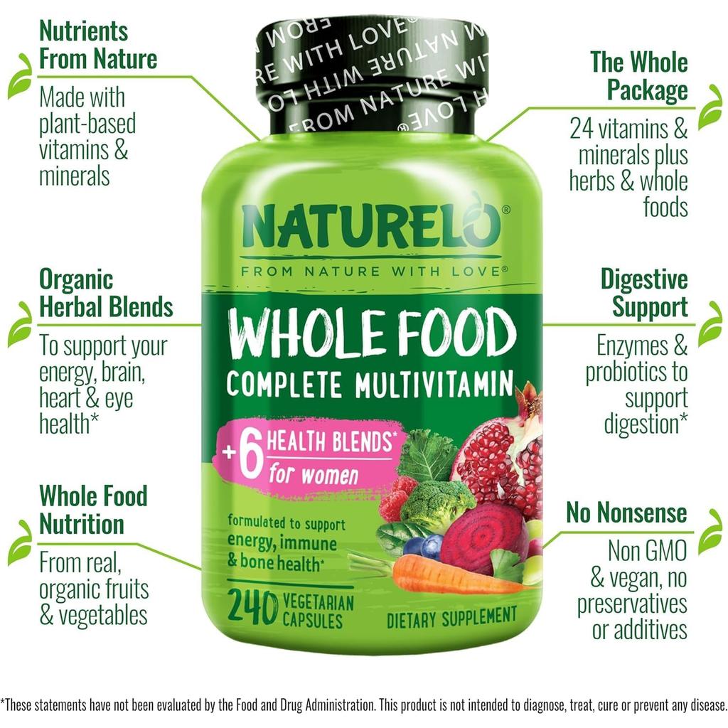 Naturelo Whole Food Multivitamin for Women, natural vitamins with fruit and herbal extracts, image 9.