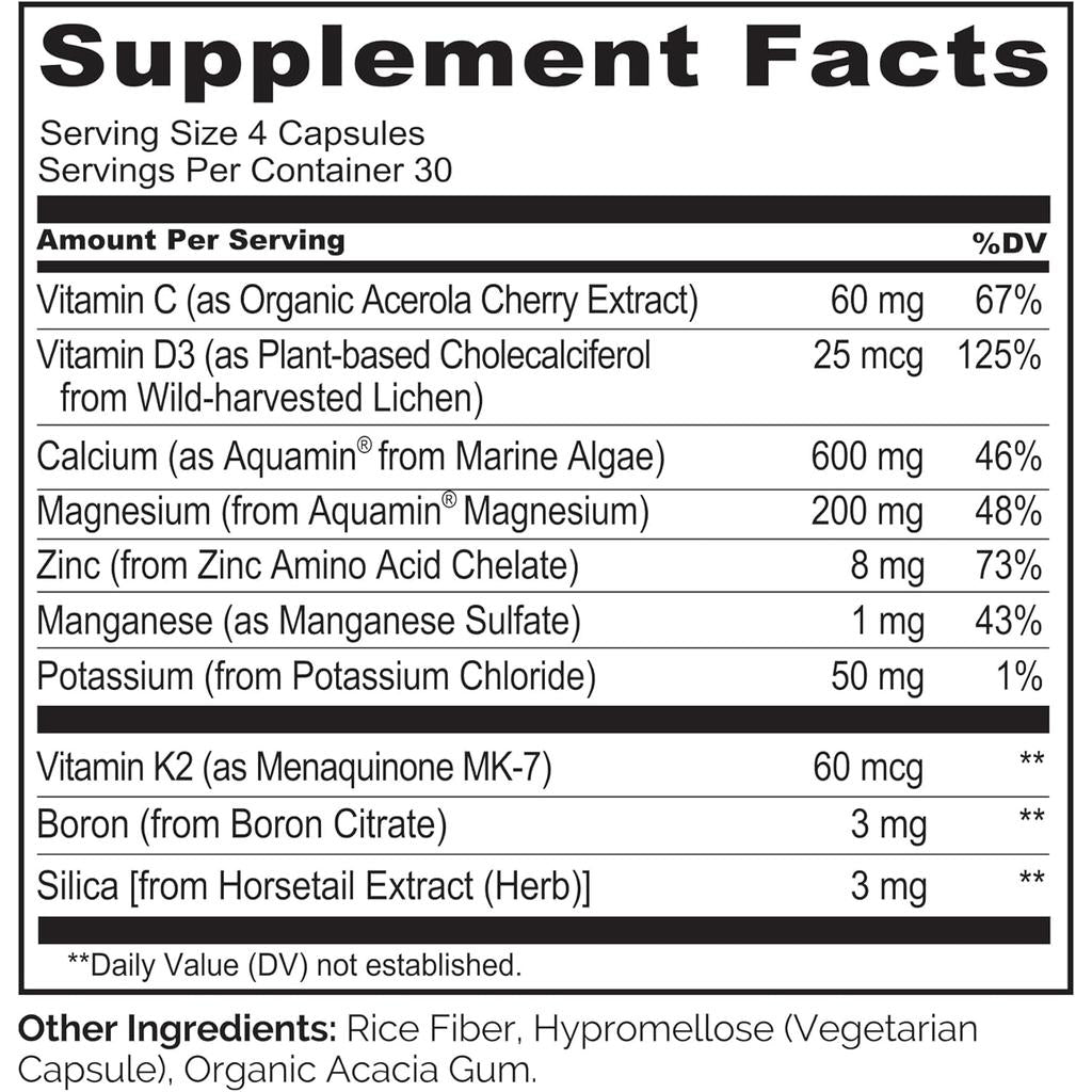 Naturelo bone strength supplement with natural calcium, magnesium, vitamins C, D3, K2 for healthy bones, image 7.