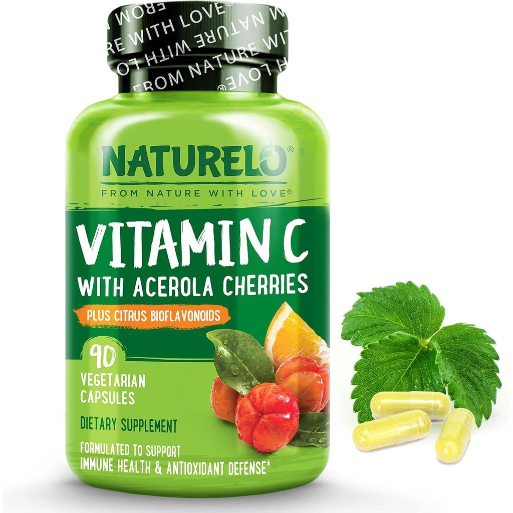 Naturelo Vitamin C with Acerola Cherry Citrus Bioflavonoids for Immune Support and Antioxidant Boost Image 1