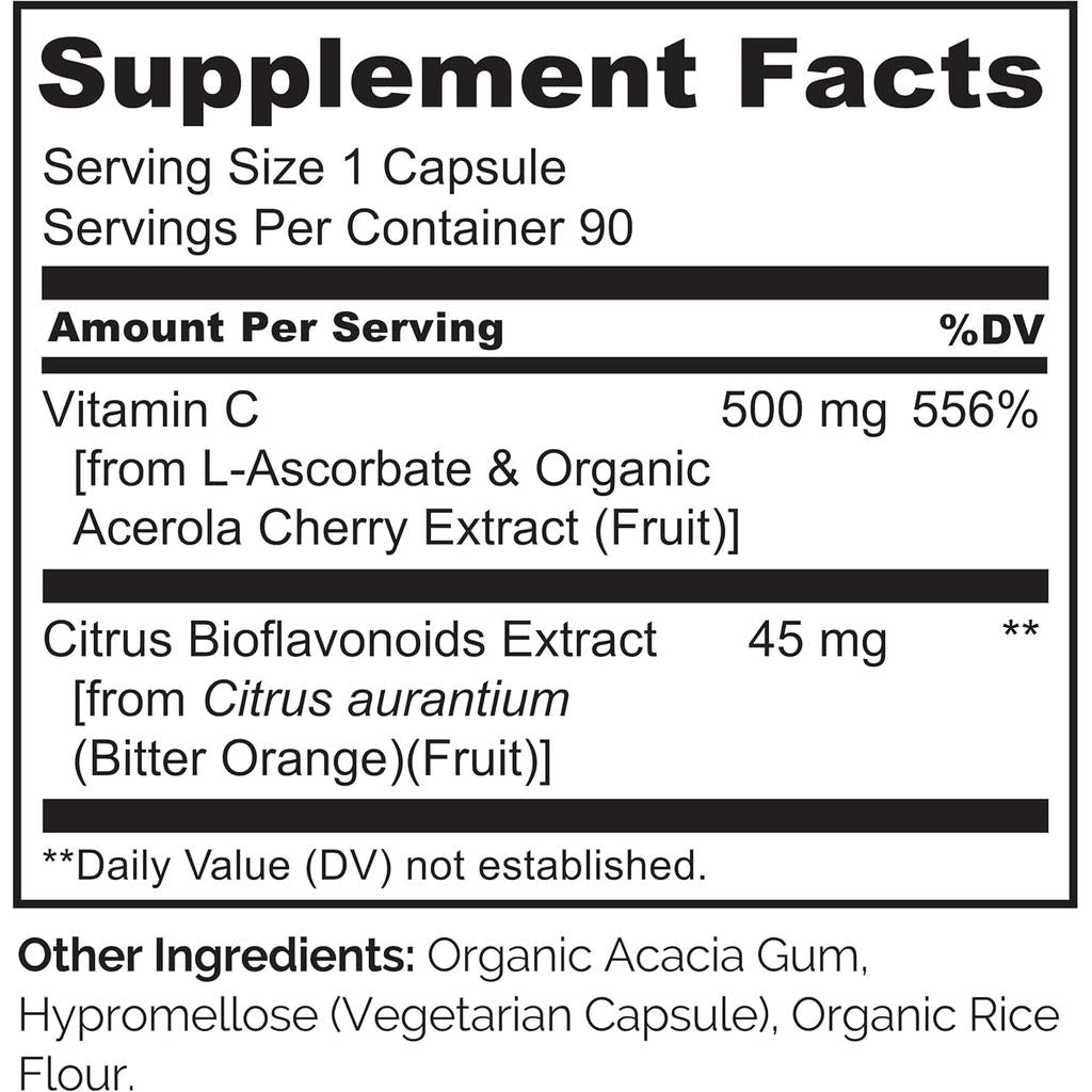 Naturelo Vitamin C with Acerola Cherry &amp; Citrus Bioflavonoids, immune support, antioxidant supplement, image 7.