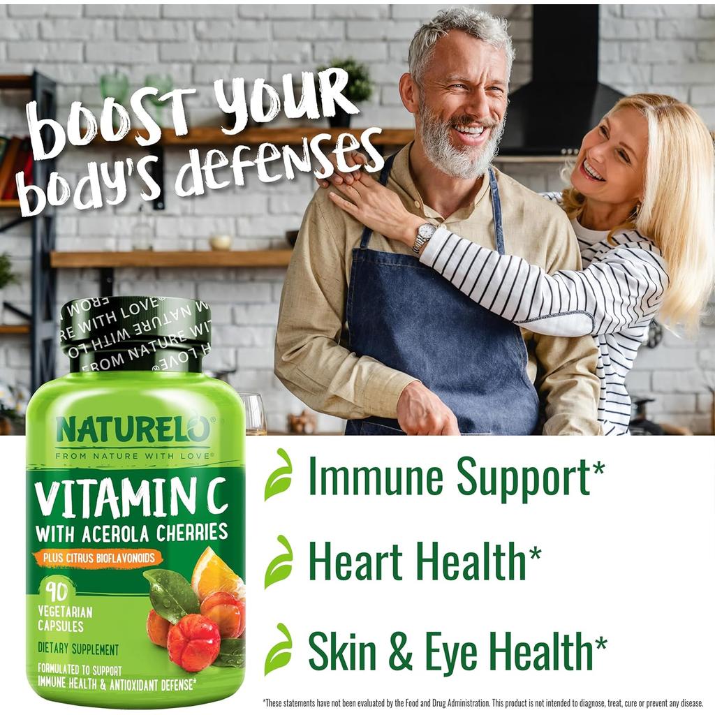 Naturelo Vitamin C with Acerola Cherry &amp; Citrus Bioflavonoids for Immune Support and Antioxidant Boost - Image 9
