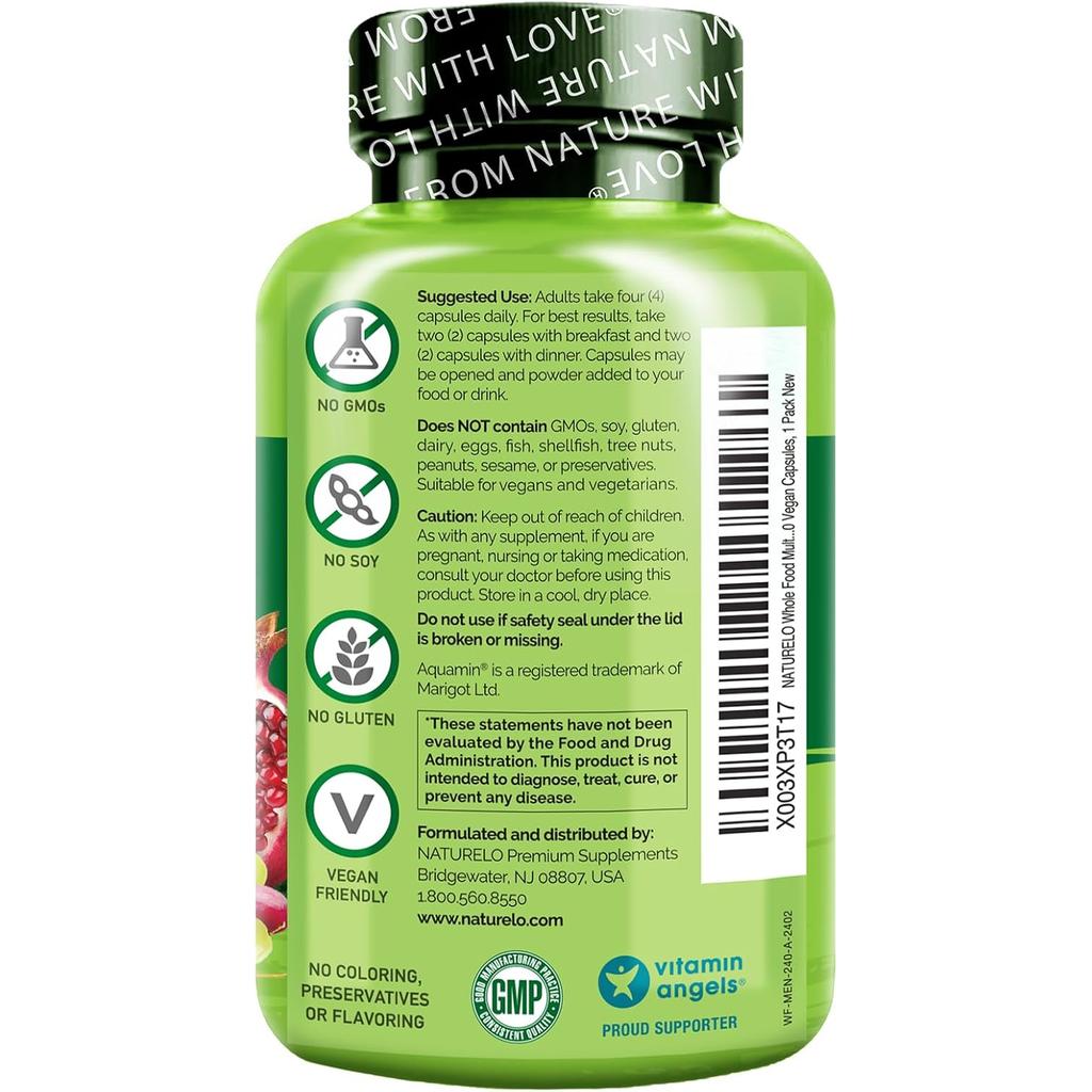 Naturelo whole food multivitamin for men, natural vitamins, fruit herbal health blends, image 3.