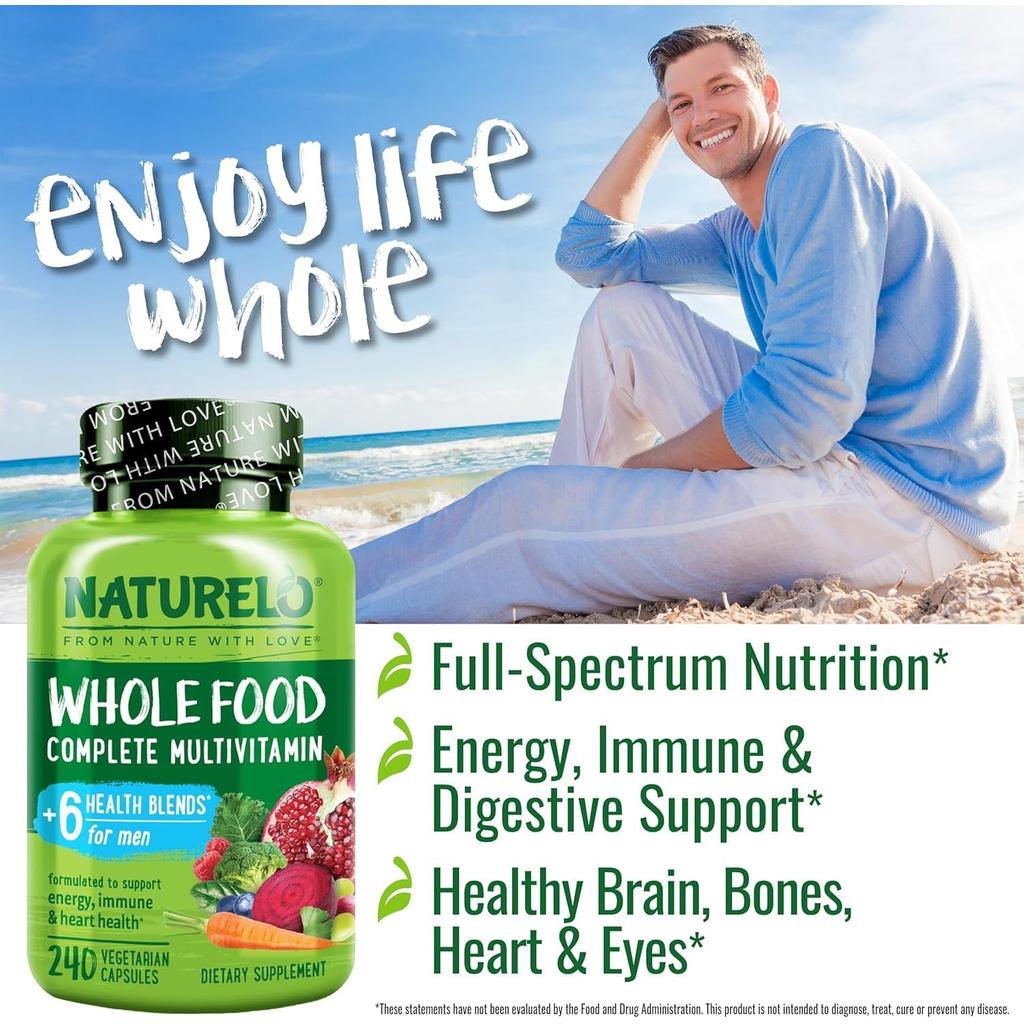 Naturelo whole food multivitamin for men, natural fruit herbal health blends, boost energy and wellness, image 7.