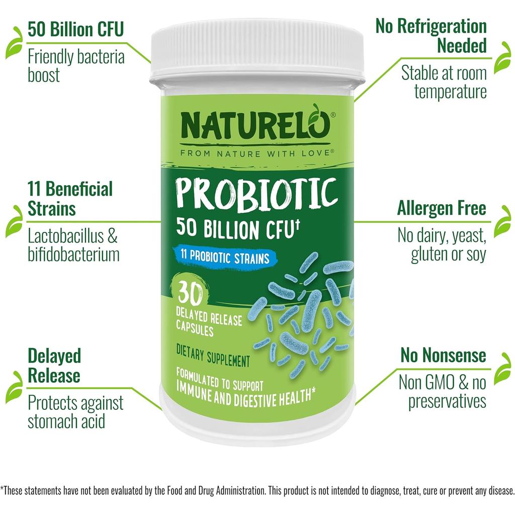 Naturelo Multibiotic 50 Billion CFU, 11 Strains, No Refrigeration, Gut Health Supplement, Boost Immunity, Image 5