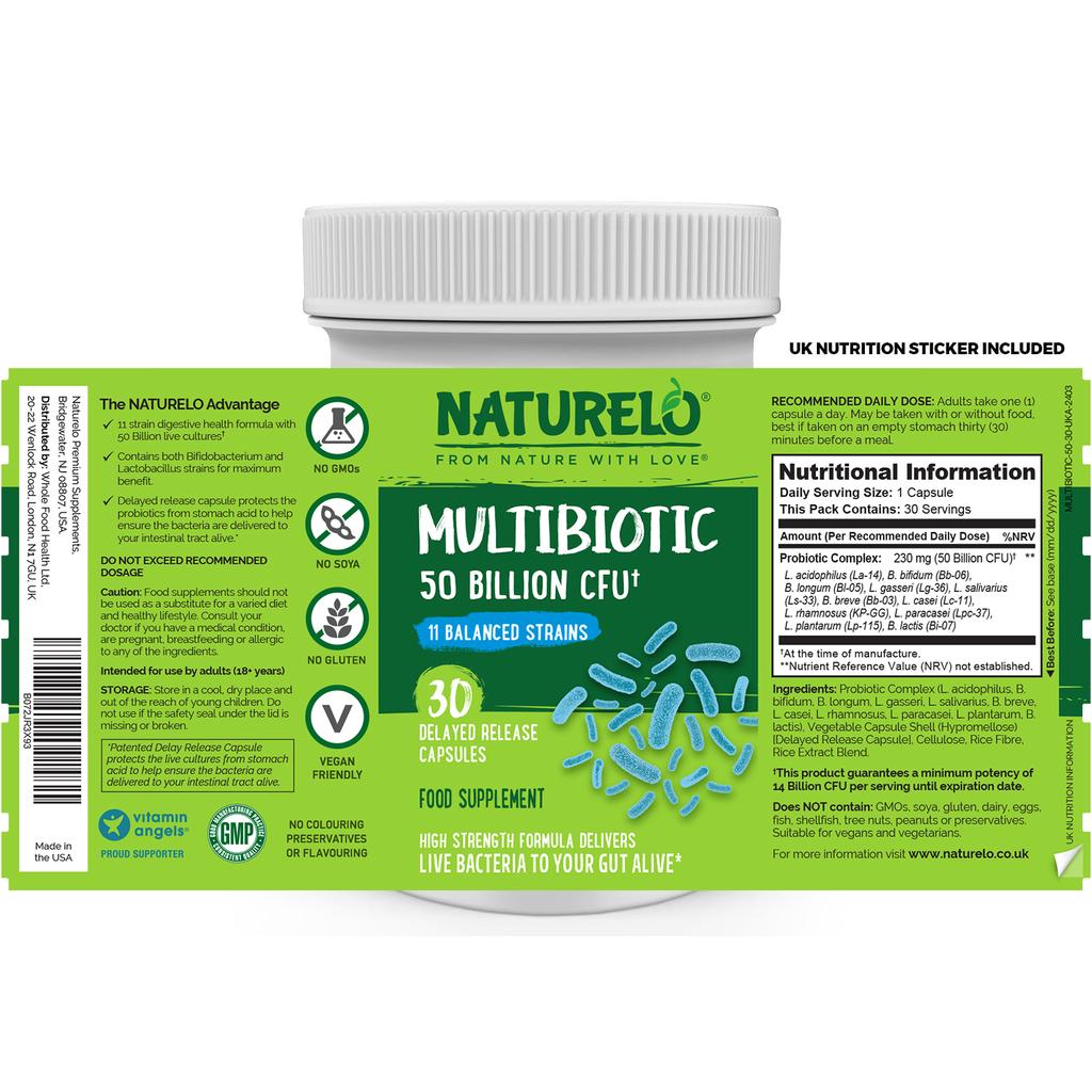 Naturelo Multibiotic 50 Billion CFU, 11 Strains, No Refrigeration, Supports Digestive Health, Image 8
