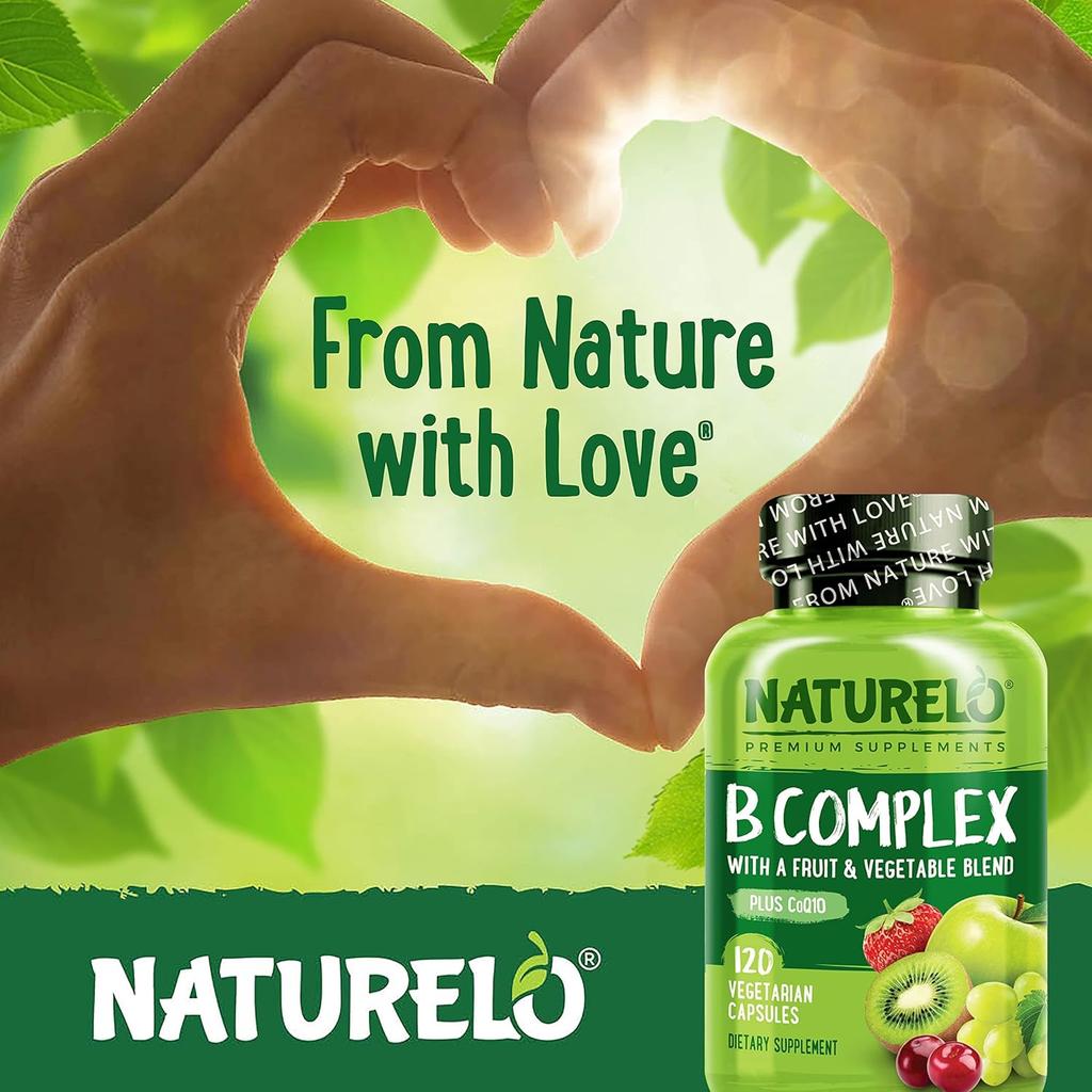 Naturelo B-Complex with Vitamin B6, Folate, B12, Biotin, boosts energy, supports metabolism, improves mood, Image 6.