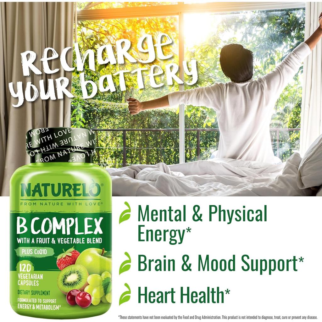Naturelo B-Complex with B6, Folate, B12, Biotin for energy, stress support, and healthy metabolism - Image 9.