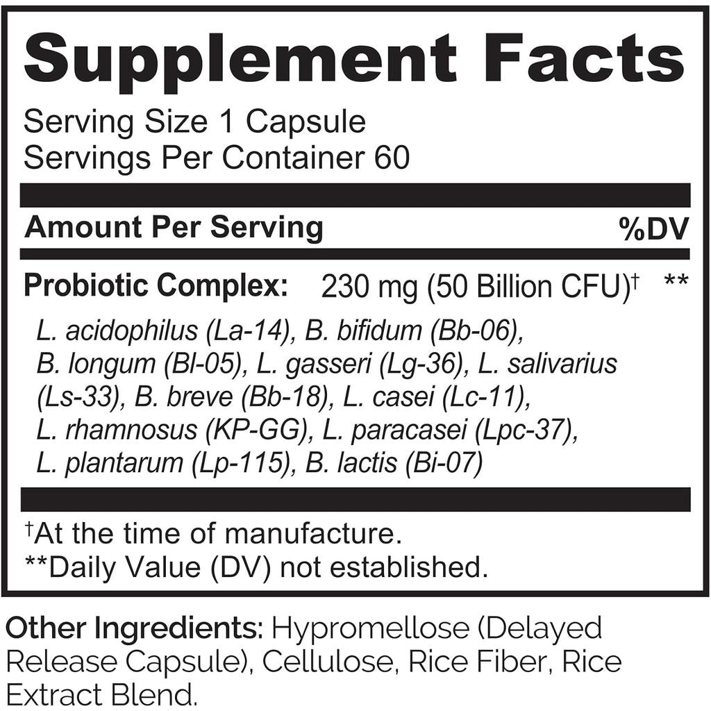 Naturelo Multibiotic 50 Billion CFU, 11 Strains, No Refrigeration, Gut Health Supplement, Immune Support, Probiotics Image 4