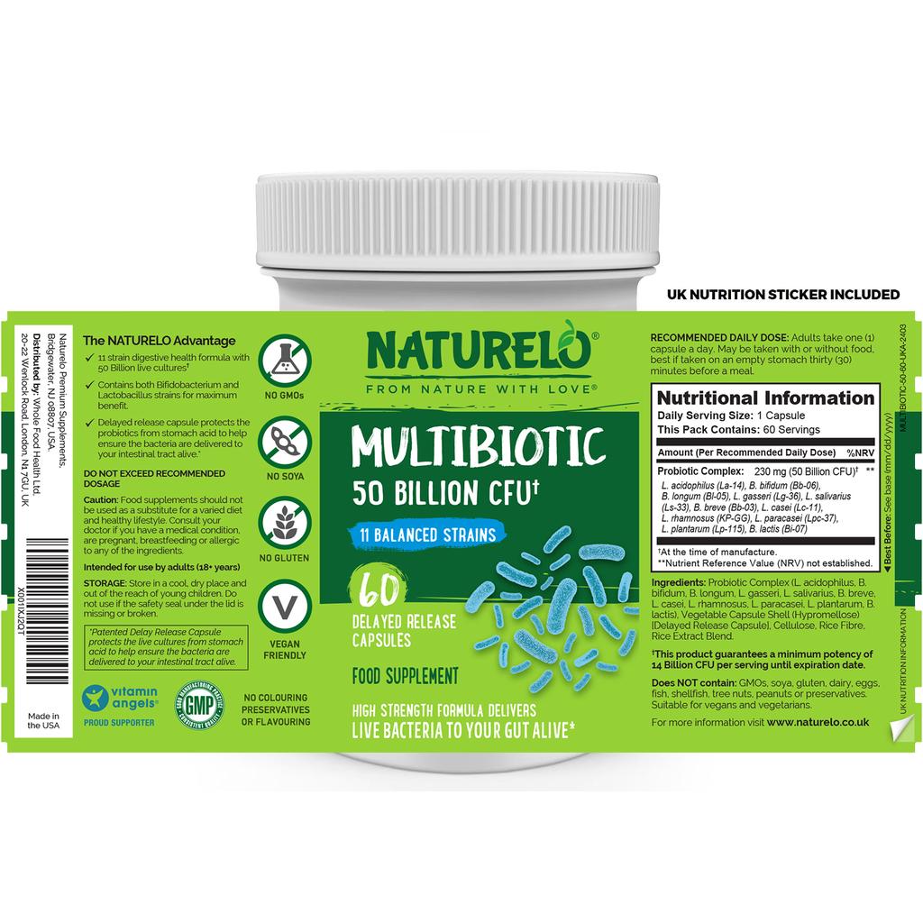 Naturelo Multibiotic 50 Billion CFU, 11 Strains, No Refrigeration, Supports Digestive Health, Image 8