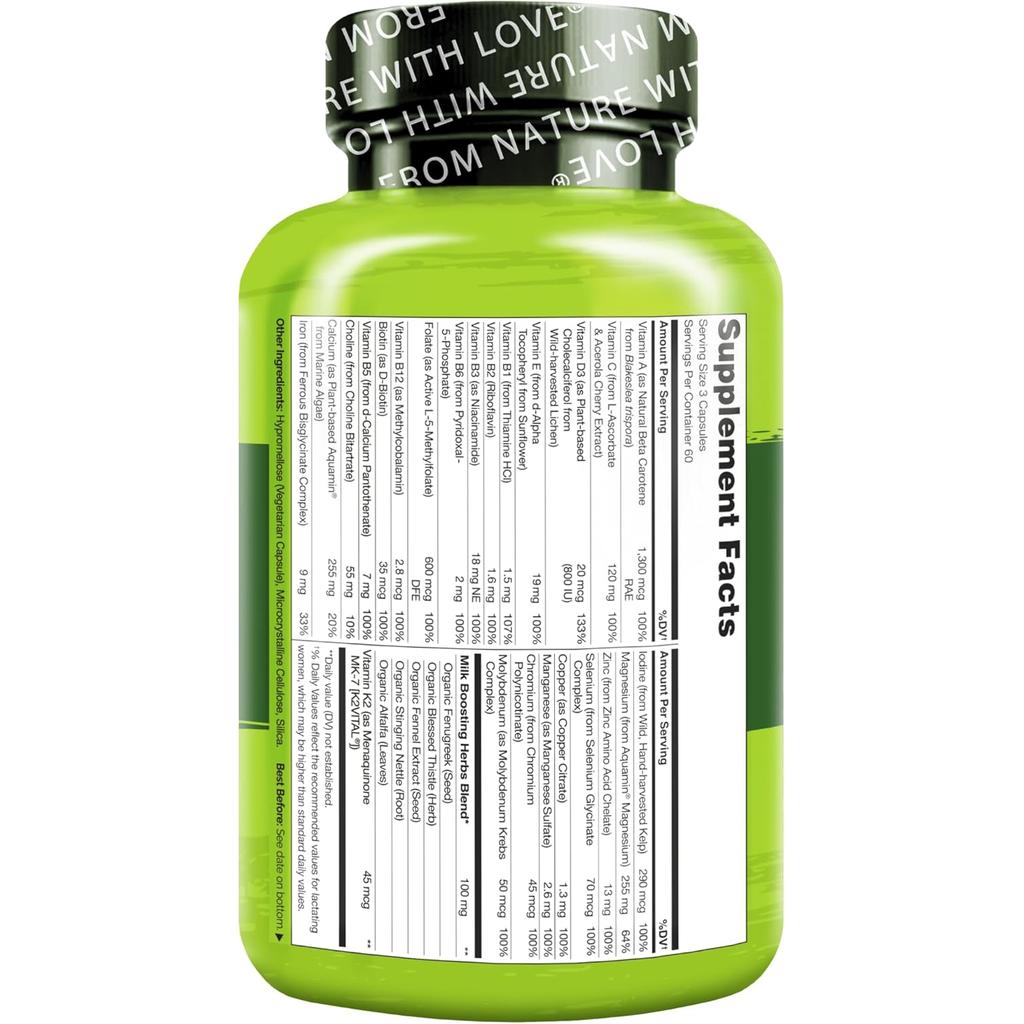 Naturelo Postnatal Whole Food Multivitamin for New Mums, Natural Vitamins, Herbs, Essential Nutrients, Image 3