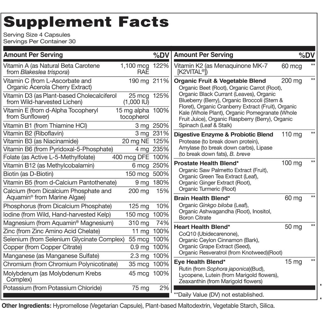 Naturelo Whole Food Multivitamin for Men 50+, Natural Vitamins, Prostate Support, Vitality Boost, Image 4