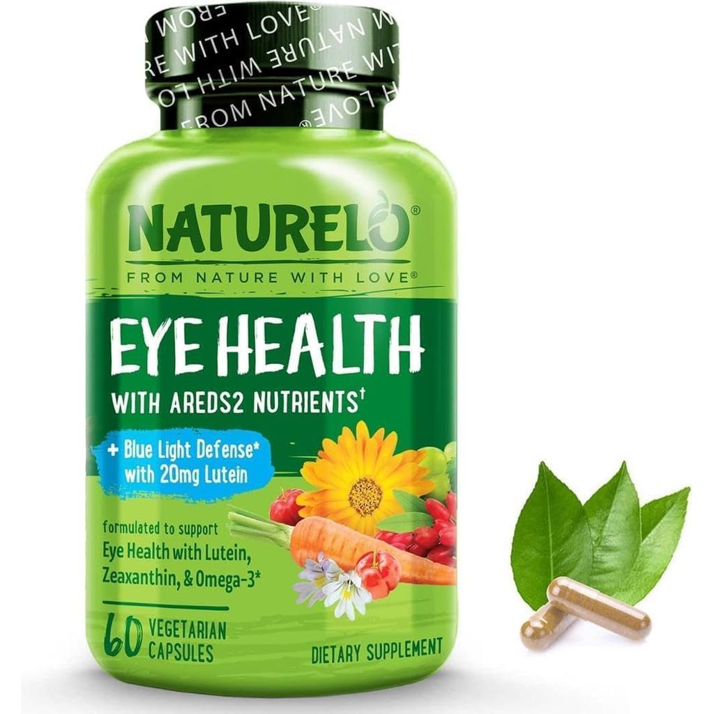 Naturelo Eye Health AREDS2 Formula with Antioxidant Carotenoids for Vision Support, Eye Vitamins Supplement.