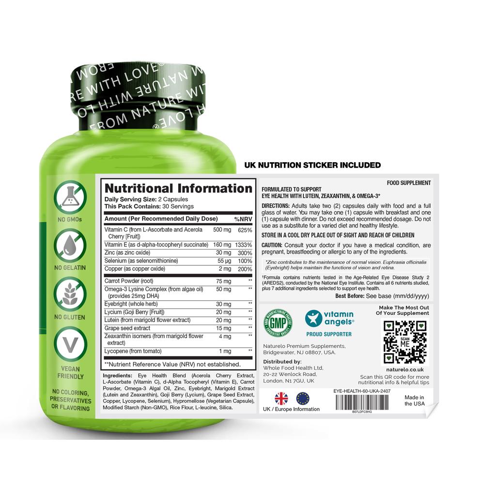 Naturelo eye health AREDS2 formula, antioxidant carotenoids supplement, supports vision and eye care, image 8.