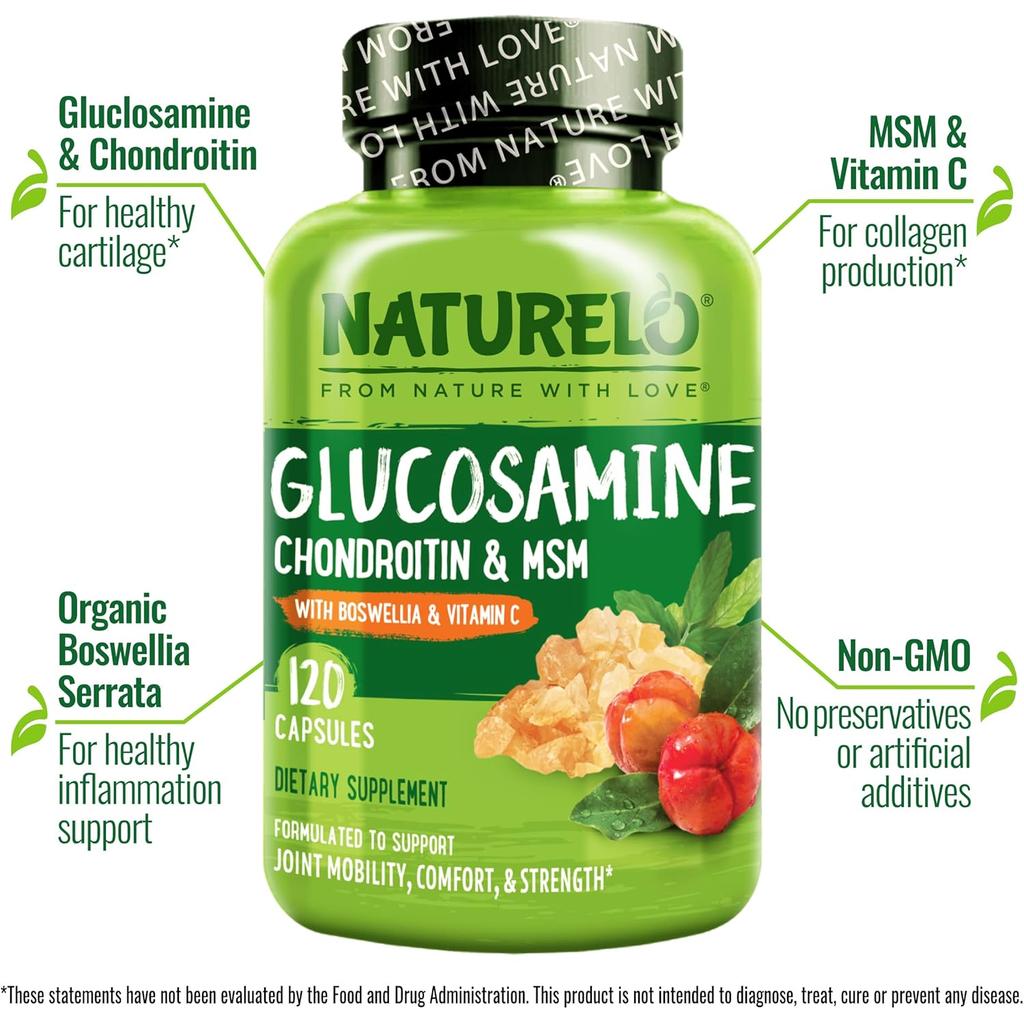 Naturelo Glucosamine with Chondroitin, MSM, Boswellia, and Vitamin C for Joint Health and Flexibility - Image 4