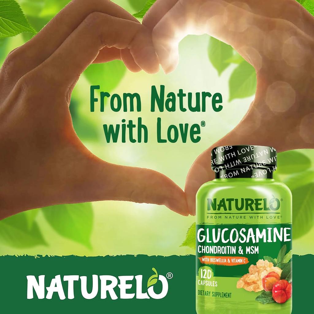 Naturelo Glucosamine with Chondroitin MSM Boswellia Vitamin C for joint health and flexibility, Image 6.