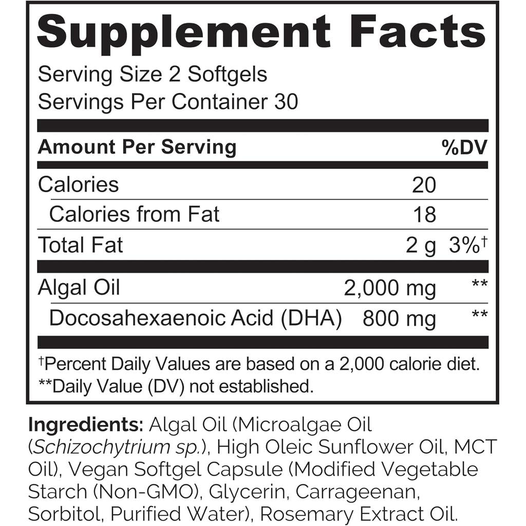 Naturelo Vegan DHA Omega-3 Oil from Algae, 800mg Pure DHA, heart and brain health supplement, image 7.