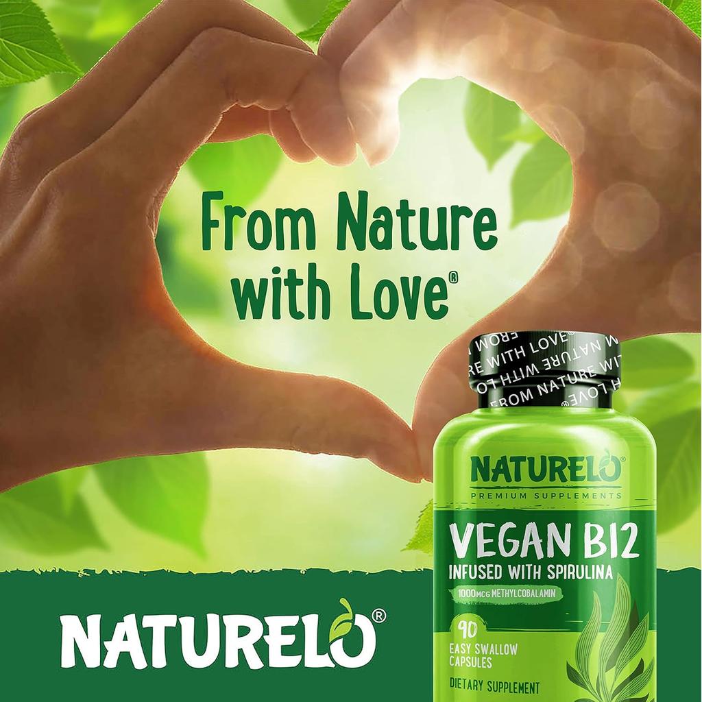 Naturelo Vegan B12 with Spirulina, boost energy, support metabolism, plant-based vitamin supplement, image 6.