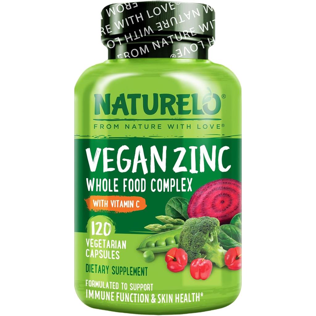 Naturelo Whole Food Vegan Zinc Supplement for Immune Support and Skin Health, Image 1