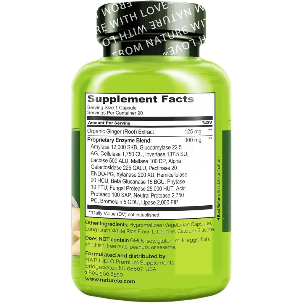 Naturelo Digestive Enzymes Full Spectrum Blend 90 Capsules for Improved Digestion and Nutrient Absorption - Image 3