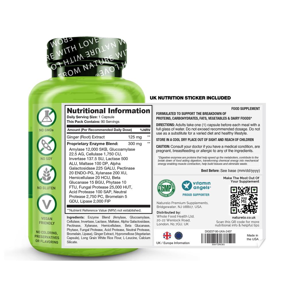 Naturelo Digestive Enzymes Full Spectrum Blend 90 Capsules for Improved Digestion and Nutrient Absorption - Image 7