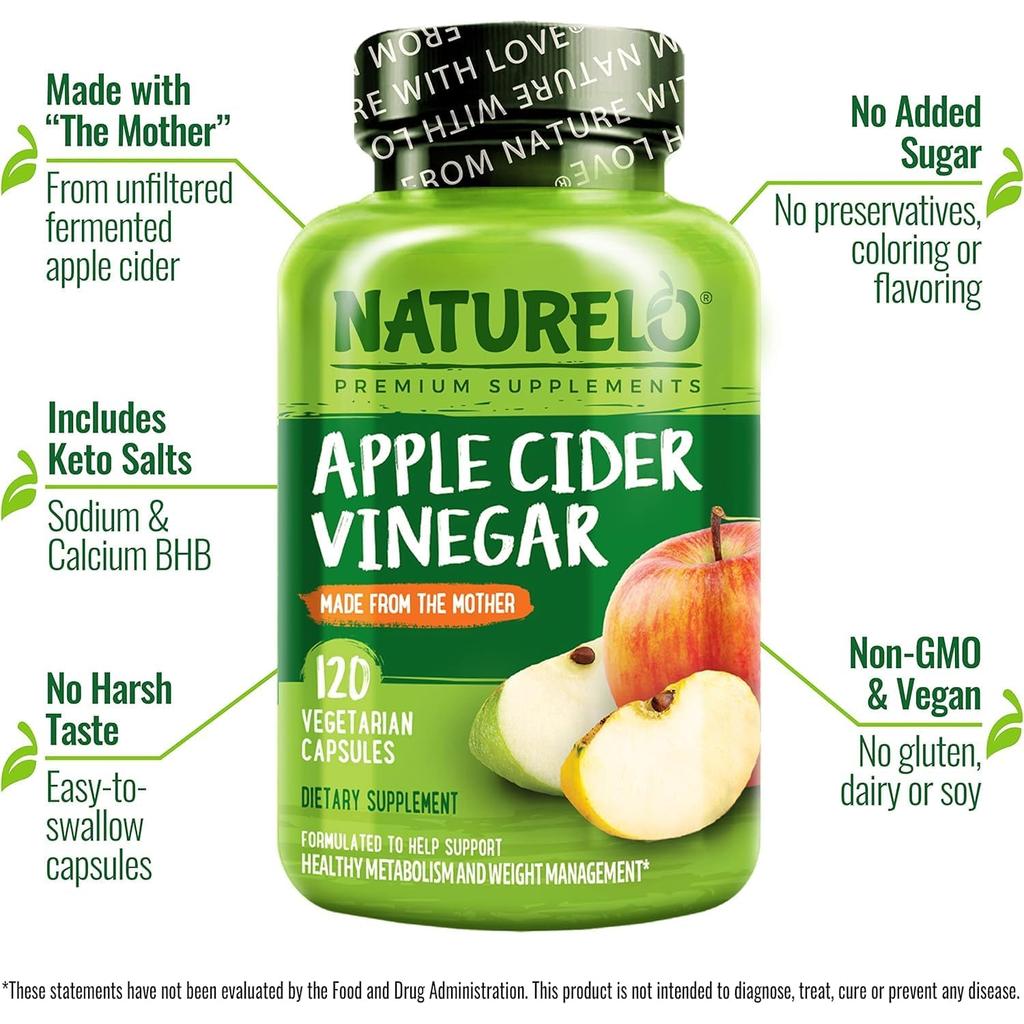 Naturelo Apple Cider Vinegar Capsules for Blood Sugar Balance and Keto Support - Image 9