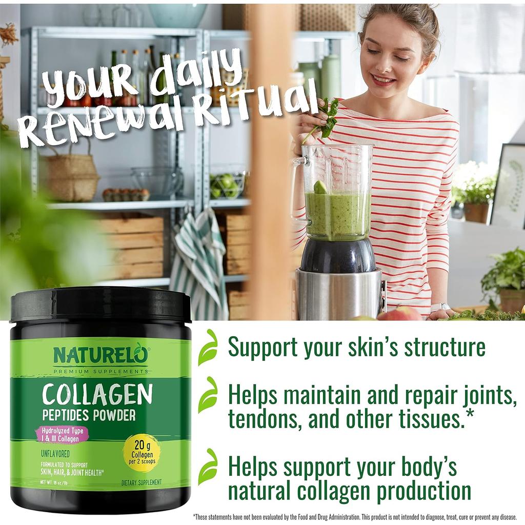 Naturelo Unflavored Collagen Peptides Powder, Image 9: Boost skin elasticity, support joint health, promote youthful appearan