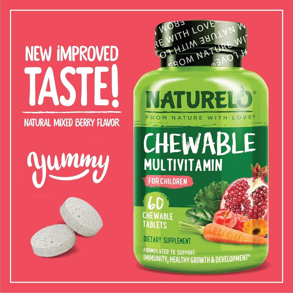 Naturelo chewable multivitamin for children, natural vitamins, fruit extracts, sugar-free, image 4