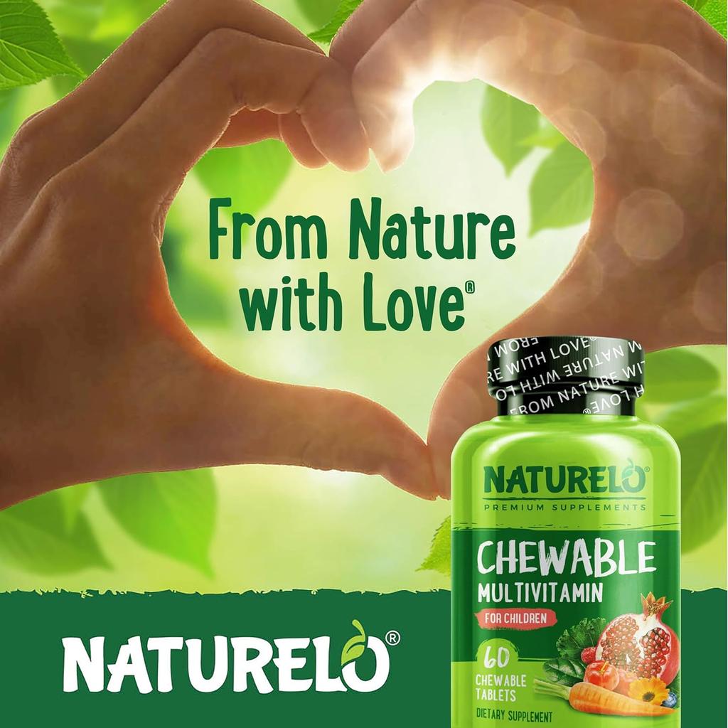 Naturelo chewable multivitamin for children, natural vitamins, fruit extracts, no sugar, supports immunity, image 7.