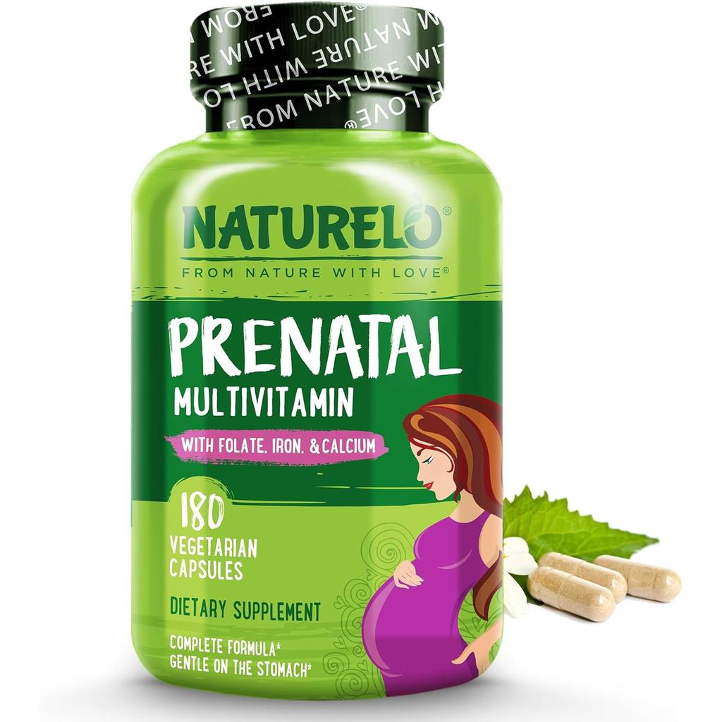 Naturelo Prenatal Whole Food Multivitamin with Natural Folate, Calcium & Iron - Complete Nutrition for Expecting Mothers